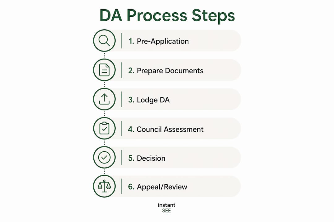 Infographic outlining steps to lodge a development application