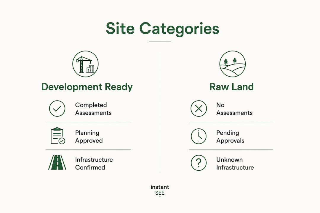 Infographic comparing development ready and raw land
