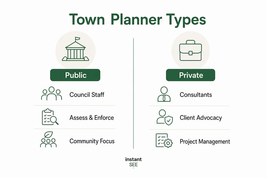 Infographic comparing public and private town planners